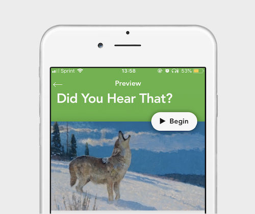   The special animal sounds audio feature on the National Museum of Wildlife Art App  