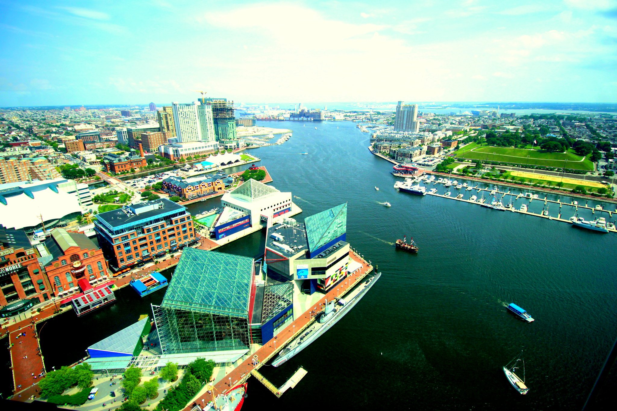   Baltimore Inner Harbor through top of the world observation level, Source: Rupa Panda  