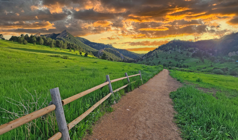   Trails in Chautauqua Park lead into Boulder’s famous Flatiron rock formations.  