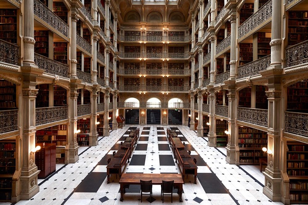   The George Peabody Library, courtesy of the United States Library of Congress's Prints and Photographs division  